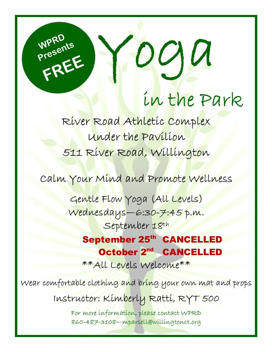 Yoga in the Park Cancelled