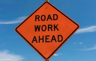 Road Work ahead sign for July 17, 18, 21, 2025. Eldredge, Marco, Tinkerville and Blair